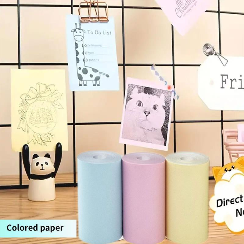 Portable Mini Printer, 1 Set USB Rechargeable Wireless Thermal Printer with Print Paper, Portable Photo Printer for Home Office School, Stocking Fillers Gift