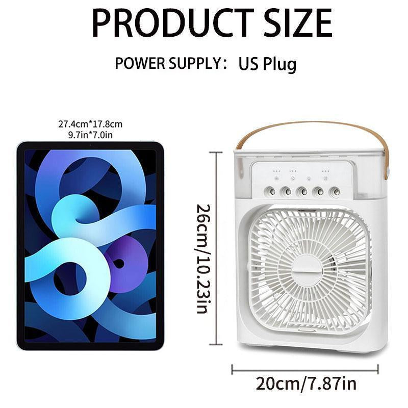 Portable Evaporative Cooling Fan Humidifier, 600Ml Mini Fan Cooler with 7 Colors Light, 1-3H Timer, 3 Speeds,Personal Air Conditioner for Room Bedroom Office Desk and Travel