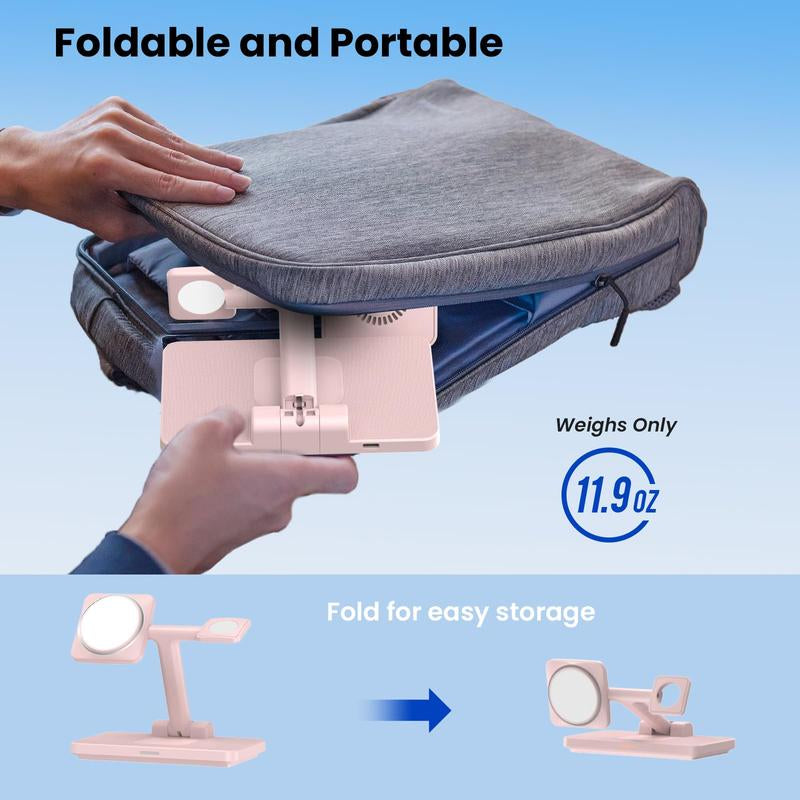 Wireless Charging Station for Iphone Mag-Safe, 3-In-1 Foldable Charger Phone Stand for Iphone 16/15/14/13/12 Pro/Max/Plus - for Airpods - for Apple Watch 2-10/Ultra