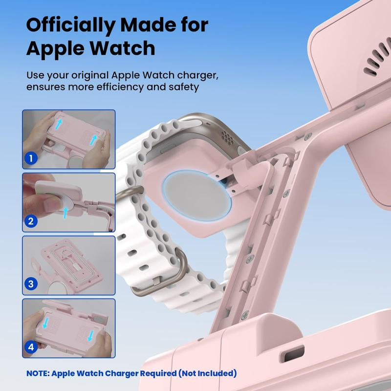 Wireless Charging Station for Iphone Mag-Safe, 3-In-1 Foldable Charger Phone Stand for Iphone 16/15/14/13/12 Pro/Max/Plus - for Airpods - for Apple Watch 2-10/Ultra