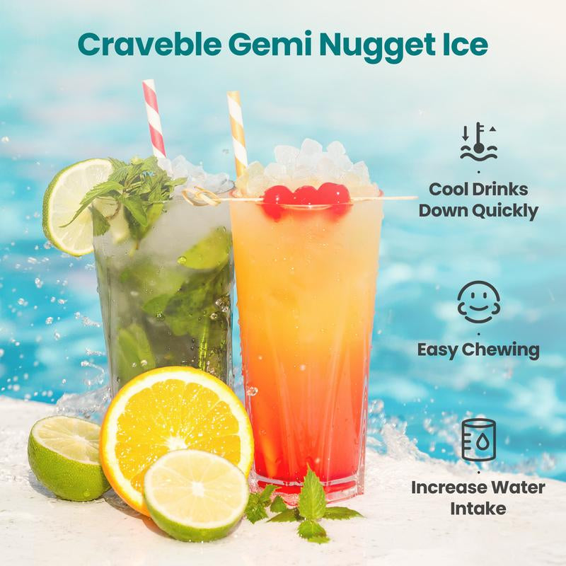 【Springtok】Gevi KNOVA Gemi Nugget Ice Maker, Countertop Pellet Ice Machine with Self-Cleaning, Sleek Stainless Steel Housing (Gray)