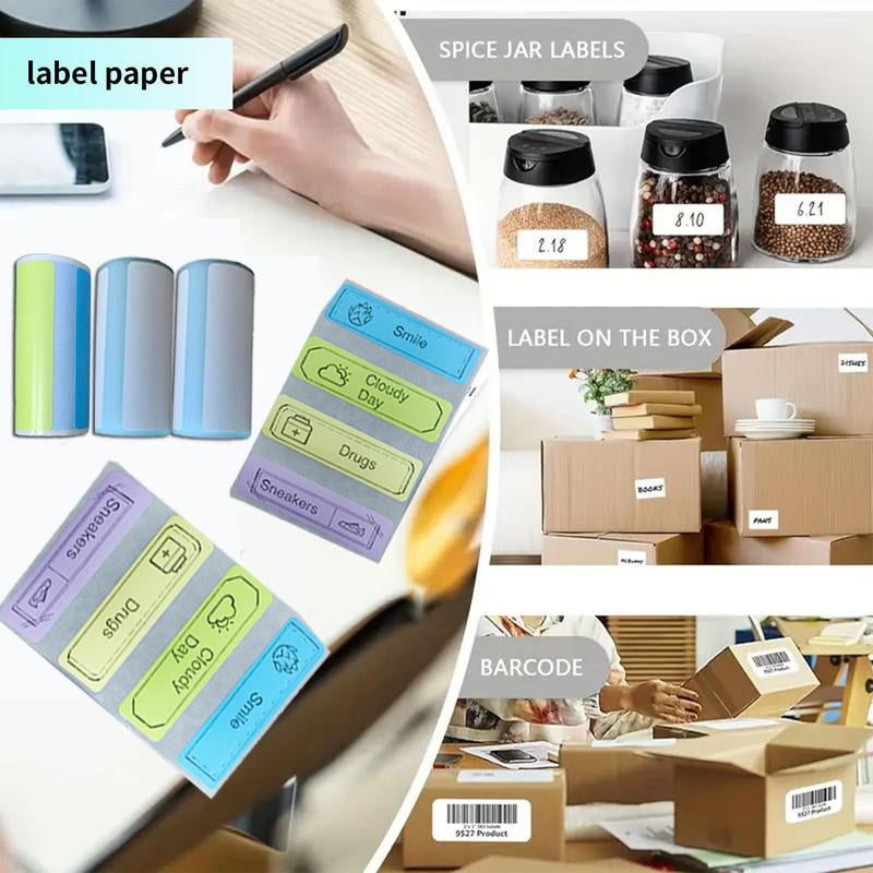 Portable Mini Printer, 1 Set USB Rechargeable Wireless Thermal Printer with Print Paper, Portable Photo Printer for Home Office School, Stocking Fillers Gift