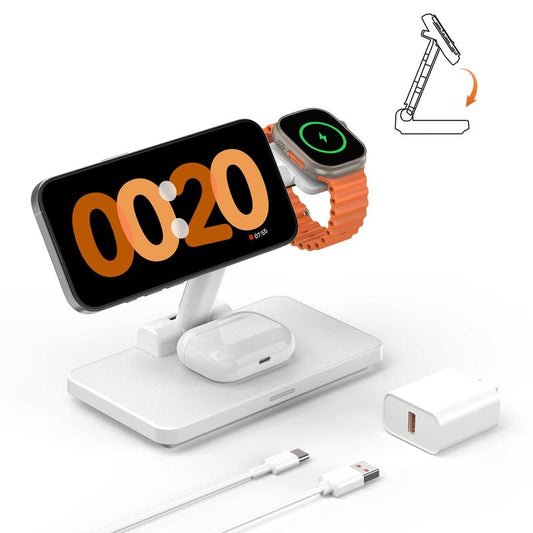 Wireless Charging Station for Iphone Mag-Safe, 3-In-1 Foldable Charger Phone Stand for Iphone 16/15/14/13/12 Pro/Max/Plus - for Airpods - for Apple Watch 2-10/Ultra