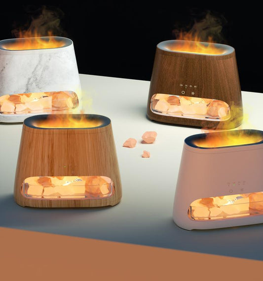 (Single Pack )SALKING 2-In-1 Air Purifier & Humidifiers for Home&Office, Essential Oil Aroma Diffuser with Night Light Flame Salt Lamp, Home Decor, for Smoke & Pets