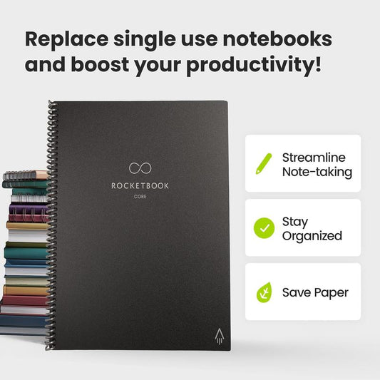 Durable Reusable Spiral Notebook with Dotted Pages, App-Connected, Erasable, 8.5X11 Letter Size, Ideal for School, Work, and Creative Projects