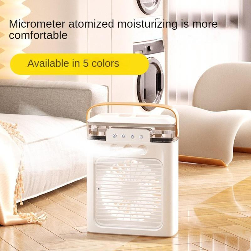 Portable Evaporative Cooling Fan Humidifier, 600Ml Mini Fan Cooler with 7 Colors Light, 1-3H Timer, 3 Speeds,Personal Air Conditioner for Room Bedroom Office Desk and Travel