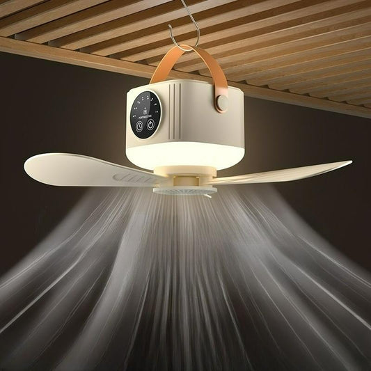 Portable Ceiling Fan Light, USB Rechargeable Fan Light with Remote Control & Retractable Tripod, Fan Light for Home, Bedroom, Living Room, Office